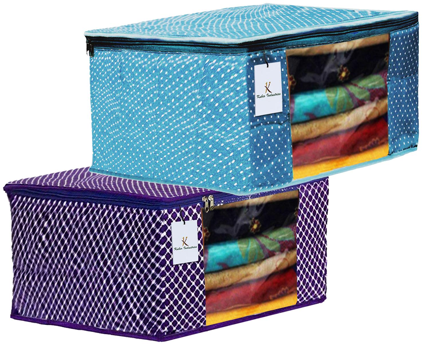 

Kuber Industries Polka Dots 2 pcs Cotton 3 Layered Quilted Saree Cover (Purple Sky Blue) - CTHH14831