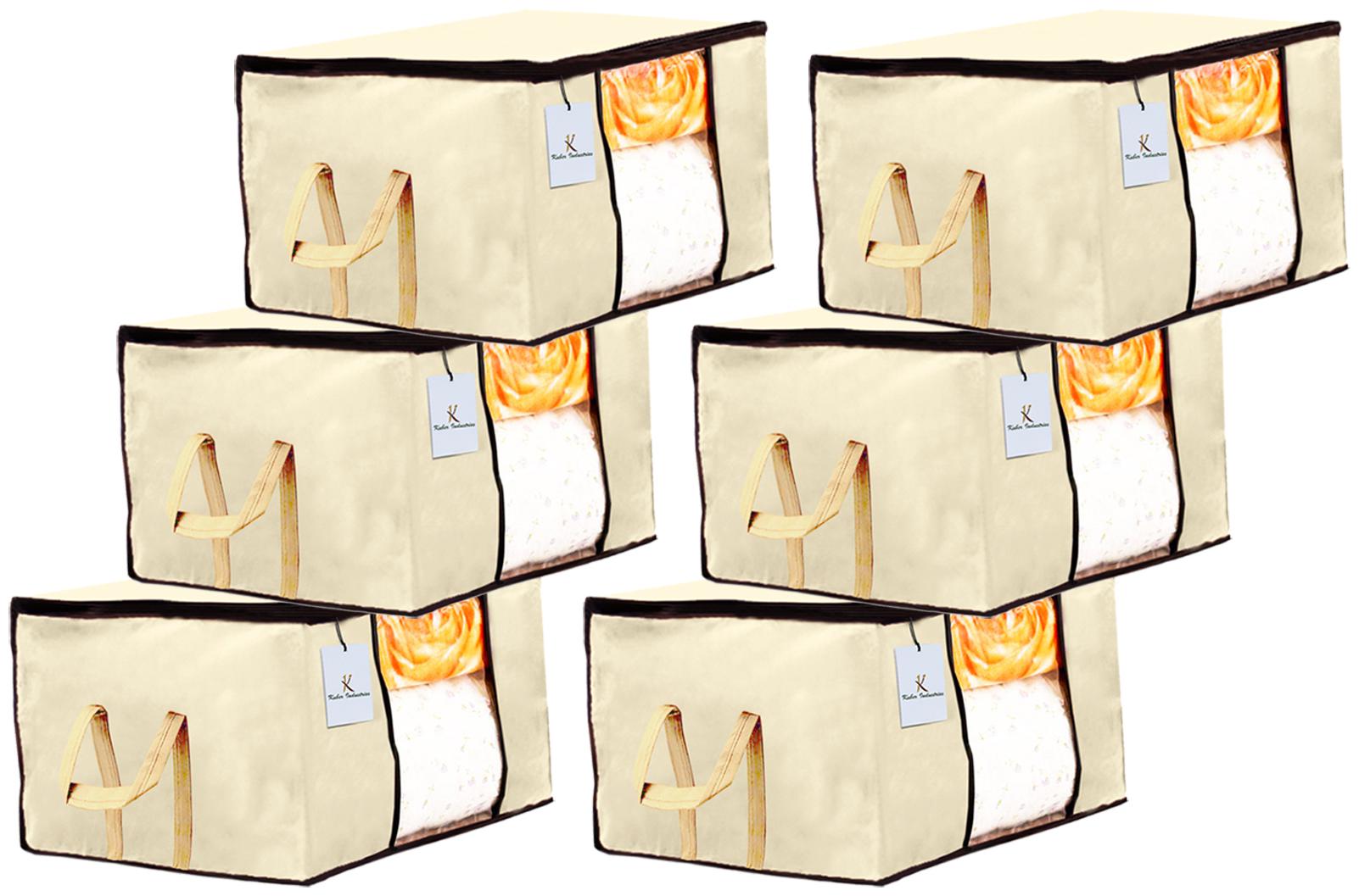 

Kuber Industries Underbed Storage Bag Storage Organiser Blanket Cover Set of 6 - Ivory Extra Large Size CTHH14222