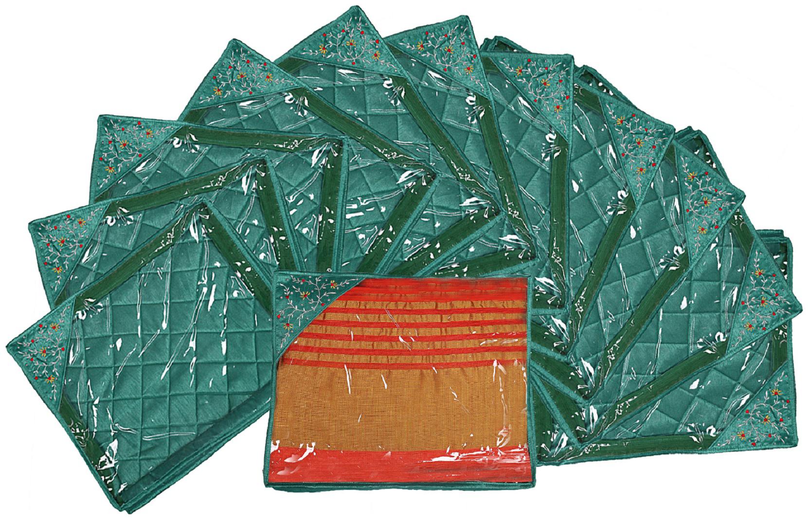 

Kuber Industries Silk 12 Pieces Single Packing Saree Cover (Green) -CTLTC10610 CTHH12083