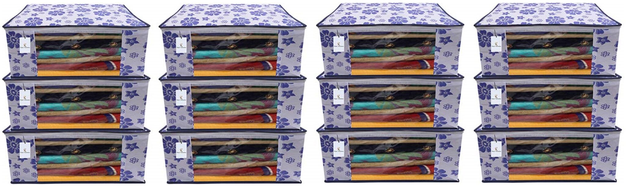 

Kuber Industries 12 pc Non Woven Saree Cover Set Royal Blue CTHH11746