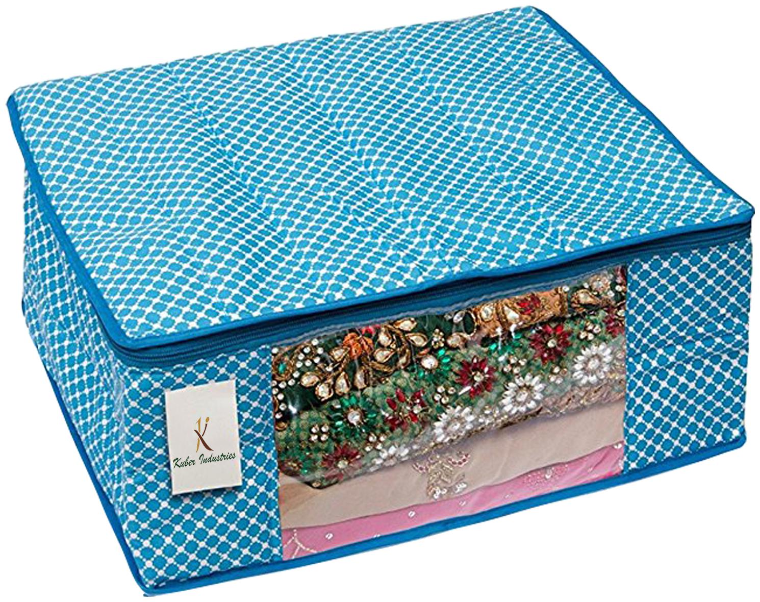 

Kuber Industries Cotton Hathkadi Print Saree Cover (Blue) CTHH11364