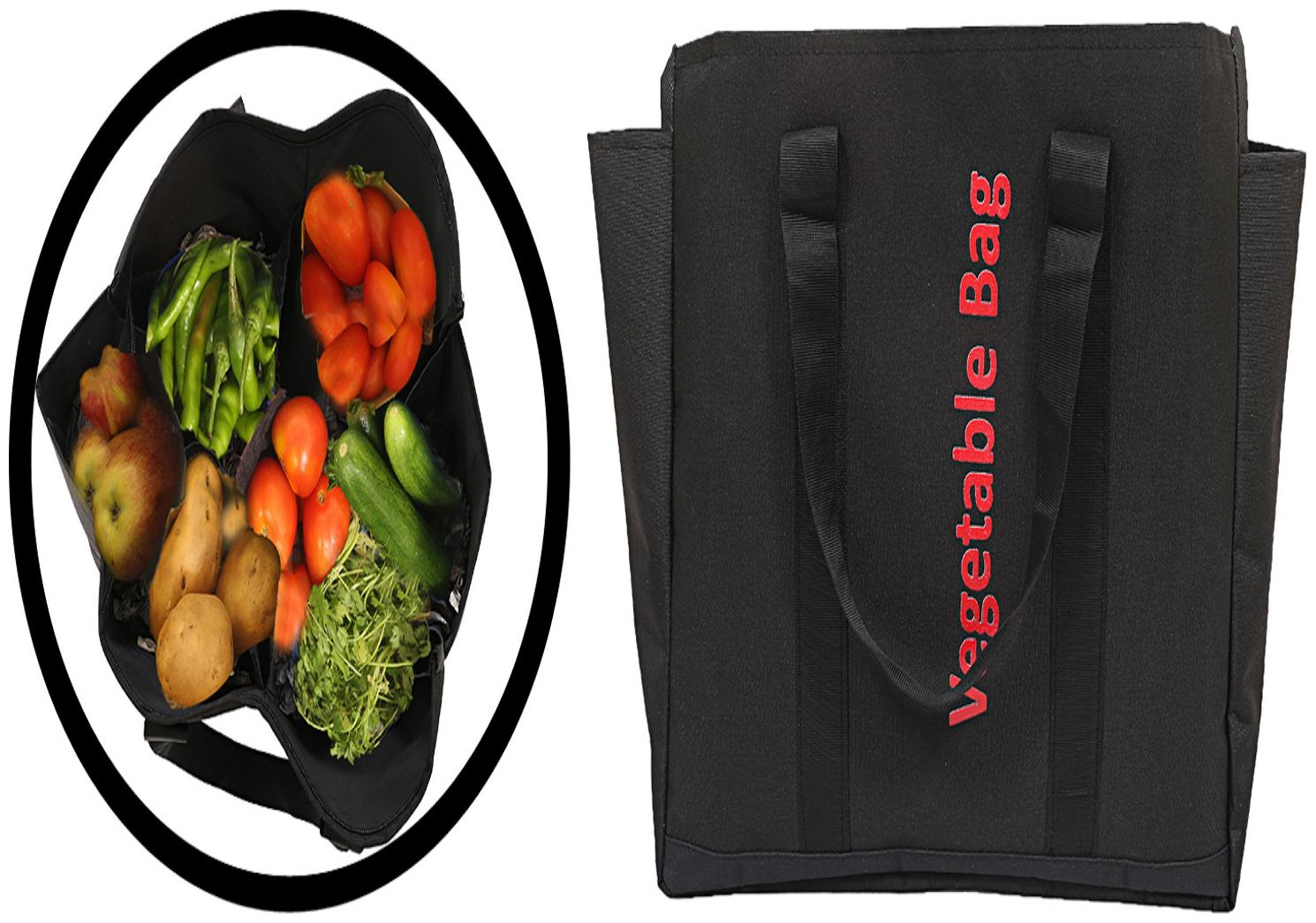 

Kuber Industries Canvas 1 pc Vegetable Grocery Bag (Black)- CTHH10282