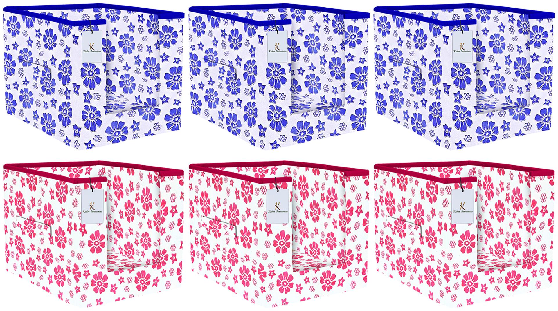 

Kuber Industries Flower Printed 6 pc Non Woven Shirt Stacker Wardrobe Organizer Set (Pink Royal Blue) - CTHH16745