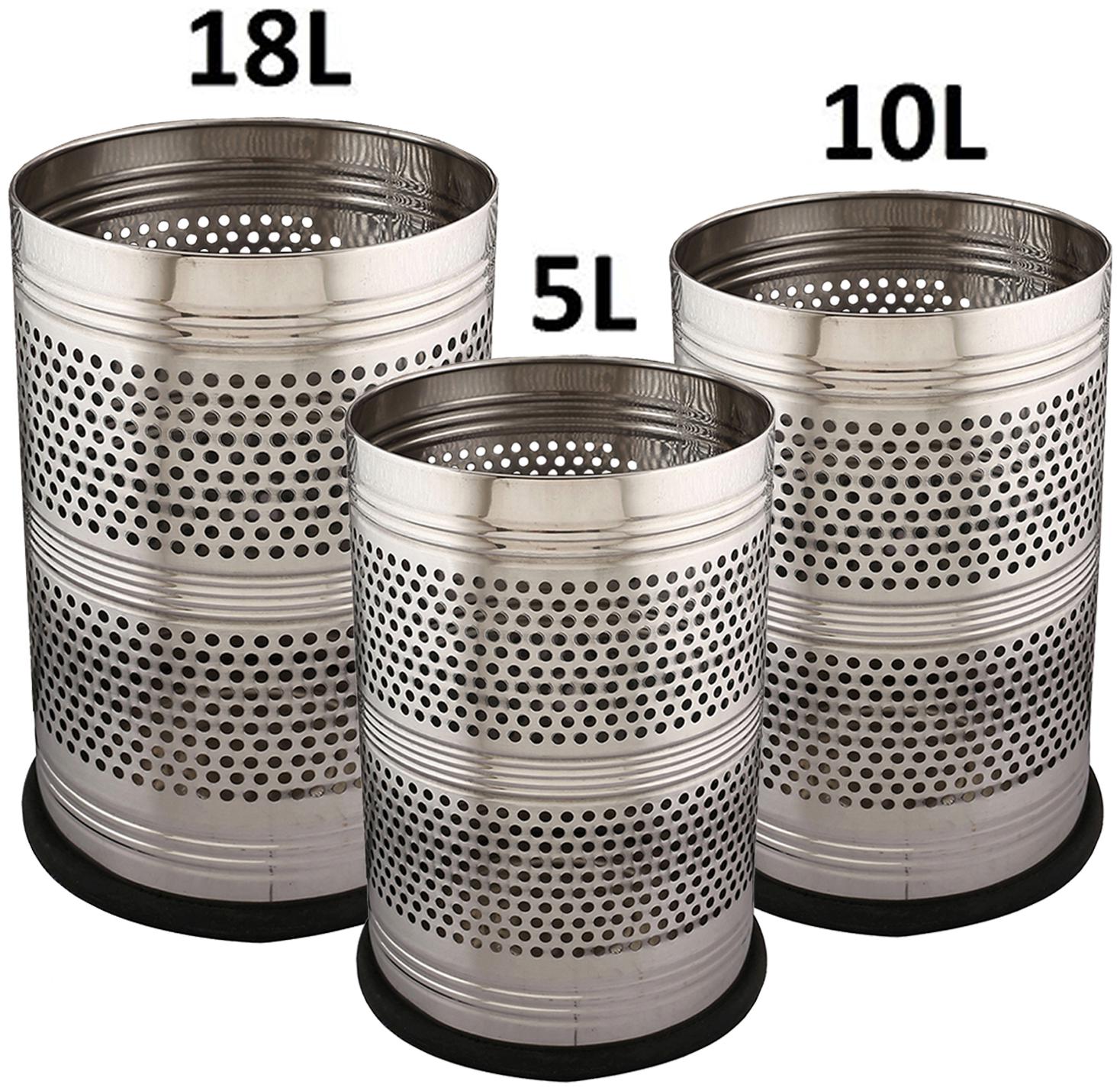

Kuber Industries Stainless Steel 3 pcs Big Medium Small Size Garbage Dustbin Set (Silver)- CTHH10318