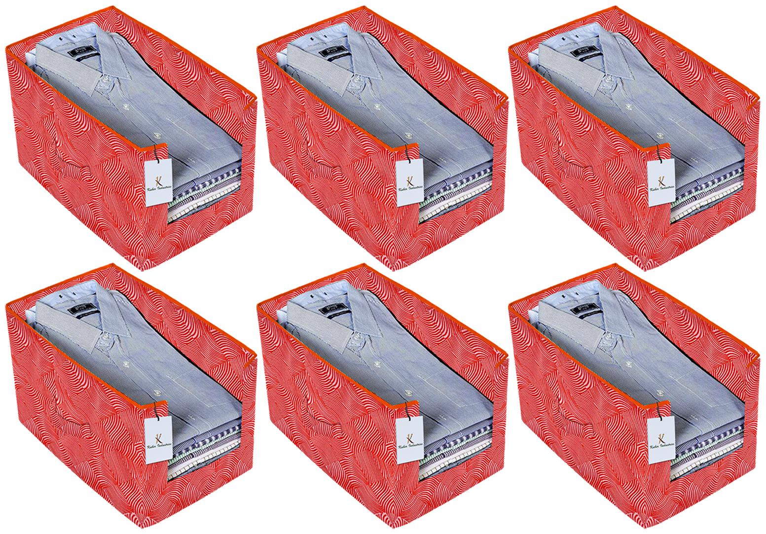 

Kuber Industries Laheriya Printed 6 pc Non Woven Shirt Stacker Wardrobe Organizer Set (Orange)- CTHH16827