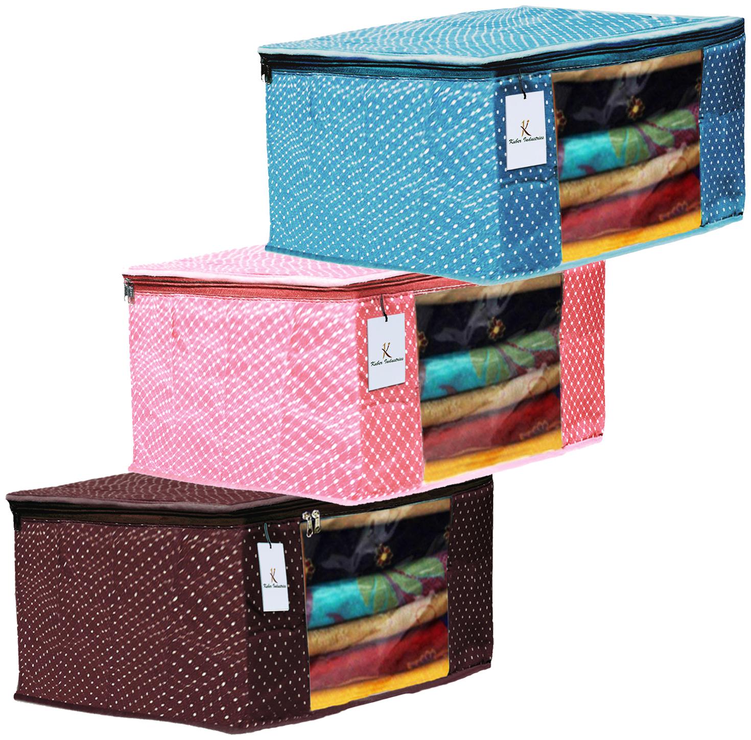 

Kuber Industries Polka Dots 3 pcs Cotton 3 Layered Quilted Saree Cover (Brown Peach Sky Blue) - CTHH14914