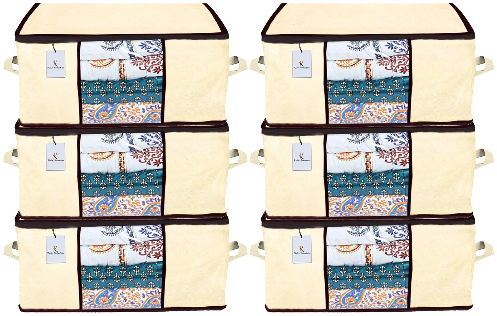 

Kuber Industries Underbed Storage Bag Storage Organiser Blanket Cover Set of 6 - Ivory Extra Large Size CTHH14324