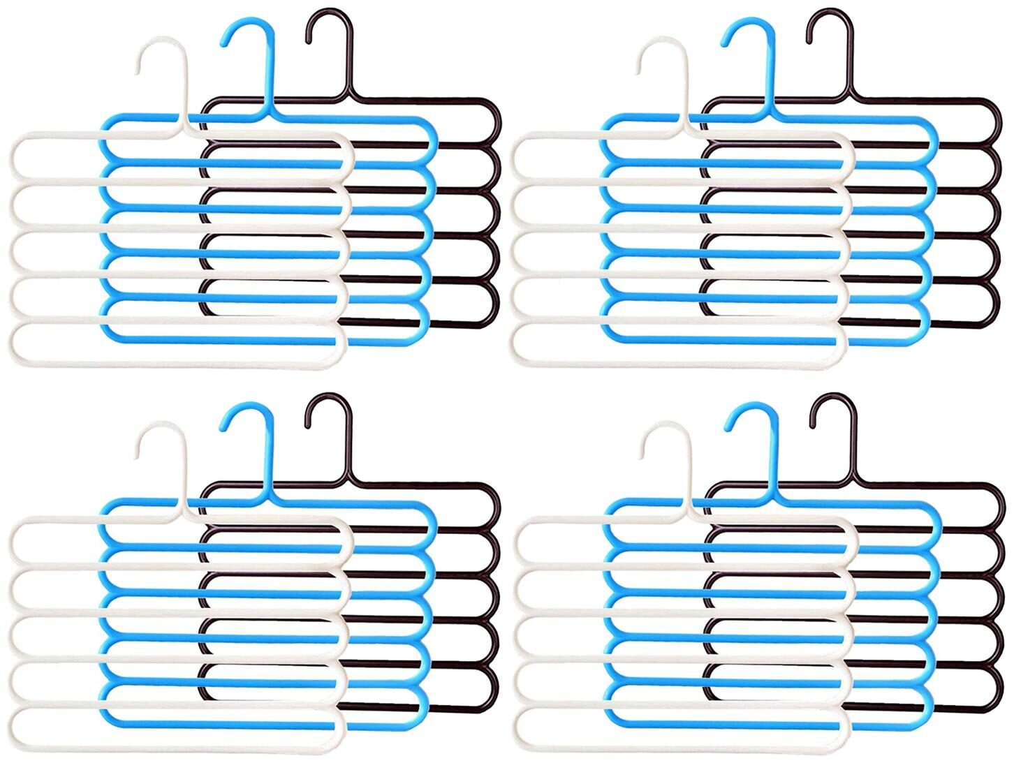 

Kuber Industries 12 pcs Multi-Purpose 5 Layer Pants Clothes Hanger Wardrobe Storage Organizer(Multi) - CTHH14061