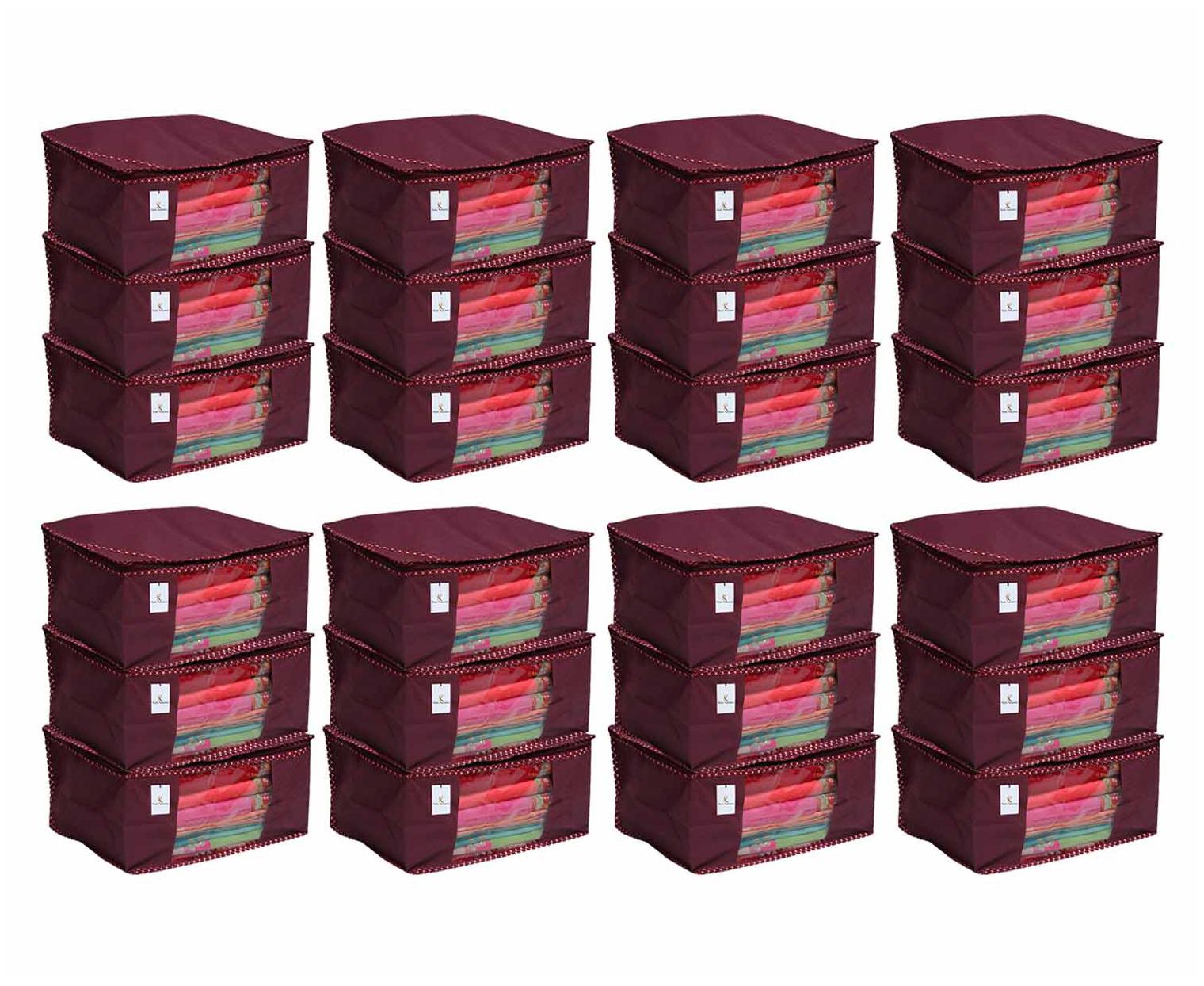 

Kuber Industries 24 pc Non Woven Saree Cover Set Maroon Large Size CTHH11709