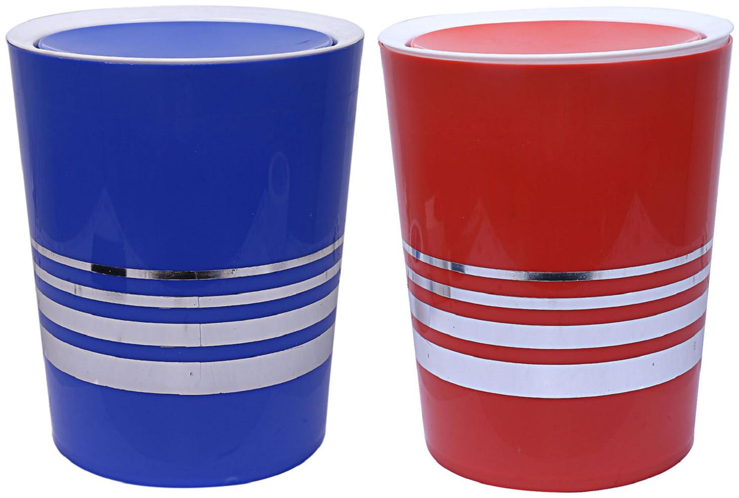

Kuber Industries Plastic 2 pcs Swing Lid Garbage Waste Dustbin 5 L (Blue Red) - CTHH13427