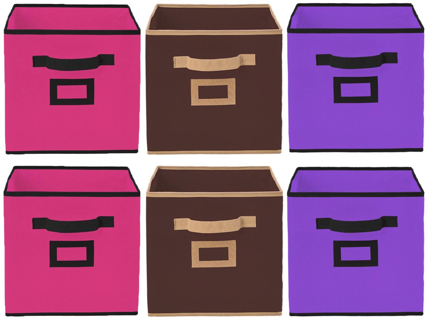 

Kuber Industries Non Woven 6 pcs Large Foldable Storage Organiser Cubes Boxes (Coffee Pink Purple) - CTHH17018