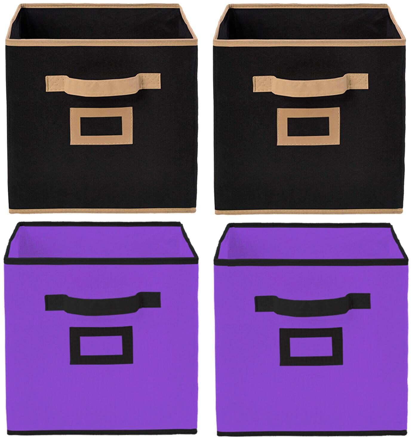 

Kuber Industries Non Woven 4 pcs Small Foldable Storage Organiser Cubes Boxes (Black Purple) - CTHH16901