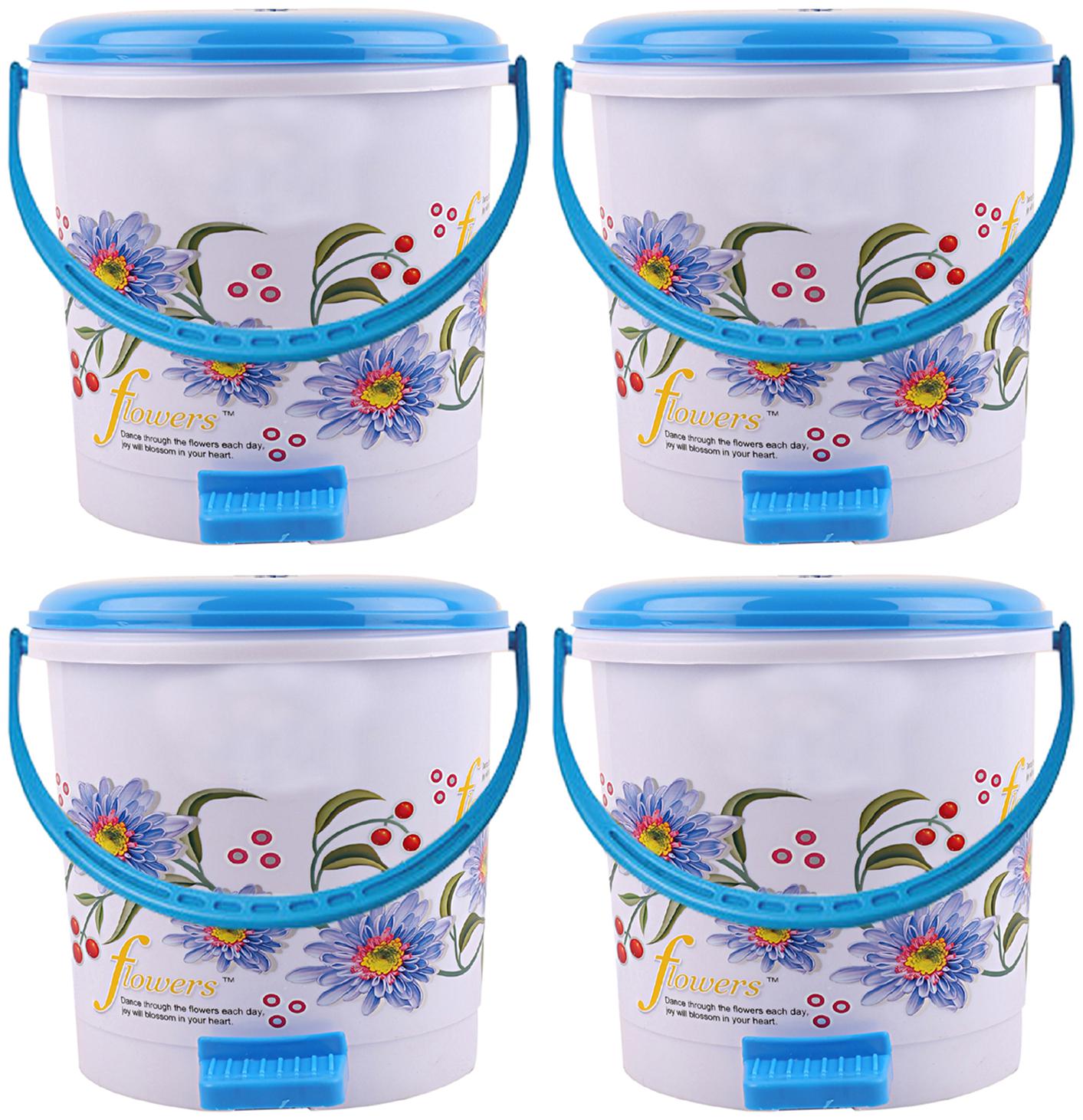 

Kuber Industries 4 Pcs Virgin Plastic Big Size Dustbin Garbage Bin (Blue) CTHH10518