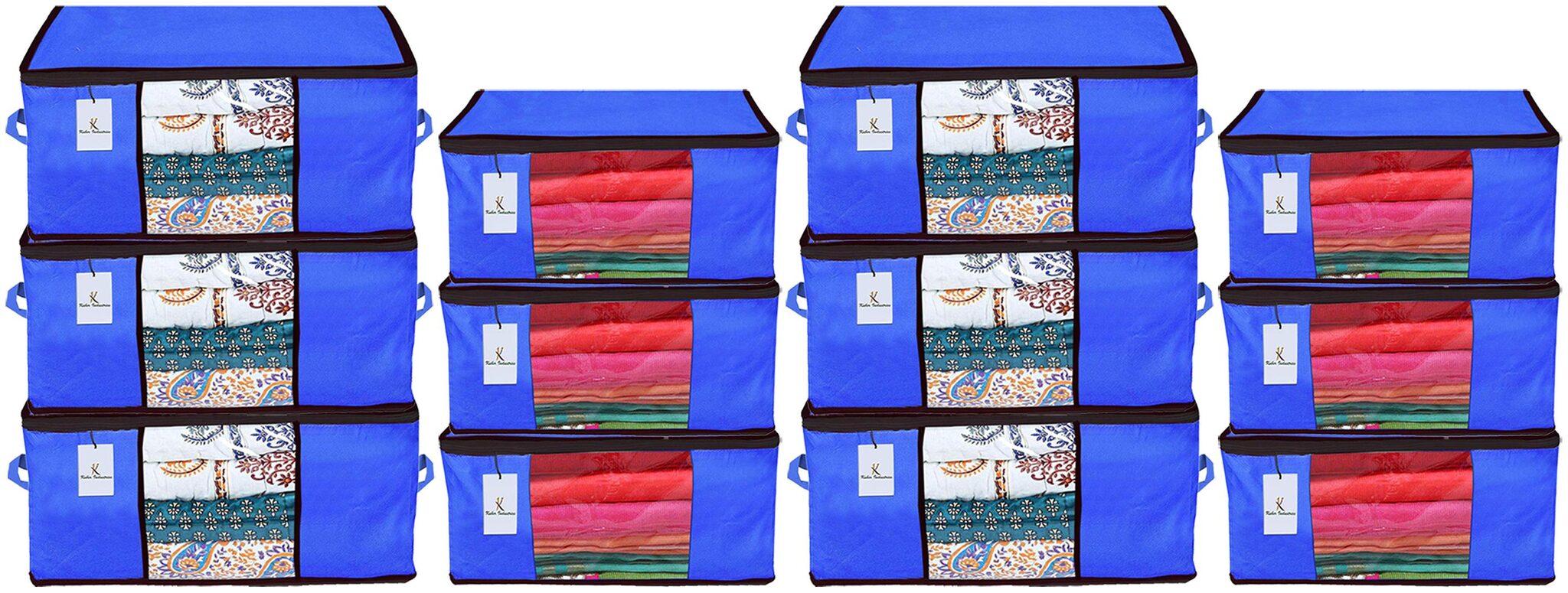 

Kuber Industries Non Woven 6 pcs Saree Cover And 6 pcs Underbed Storage Bag Cloth Organizer For Storage Blanket Cover Combo Set (Royal Blue) - CTHH17879