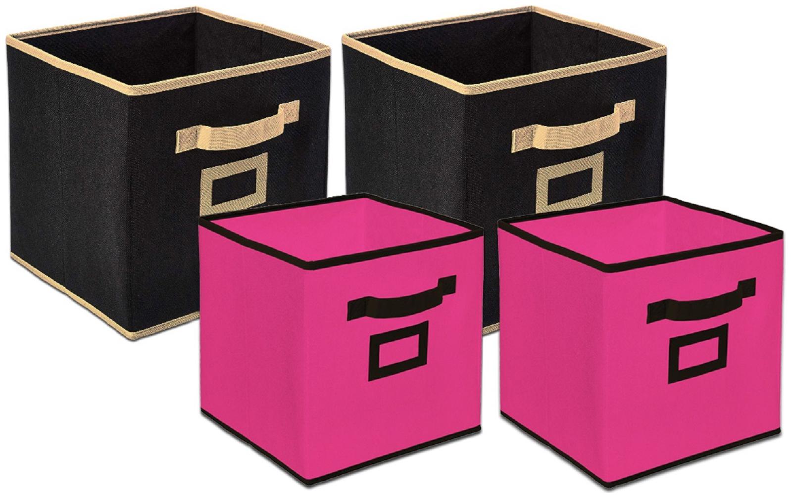 

Kuber Industries Non Woven 4 pcs Small Large Foldable Storage Organiser Cubes Boxes (Black Pink) - CTHH17054