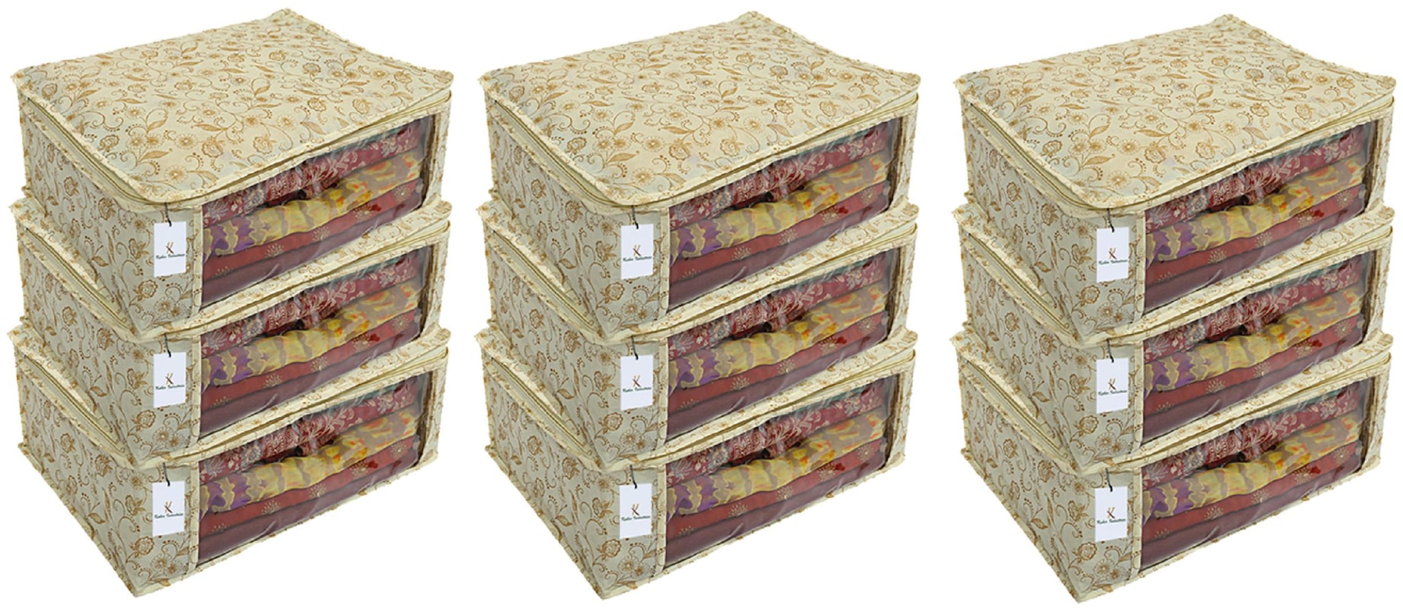 

Kuber Industries 9 Piece Non Woven Saree Cover Set Brown 7 Inches Height CTHH11463