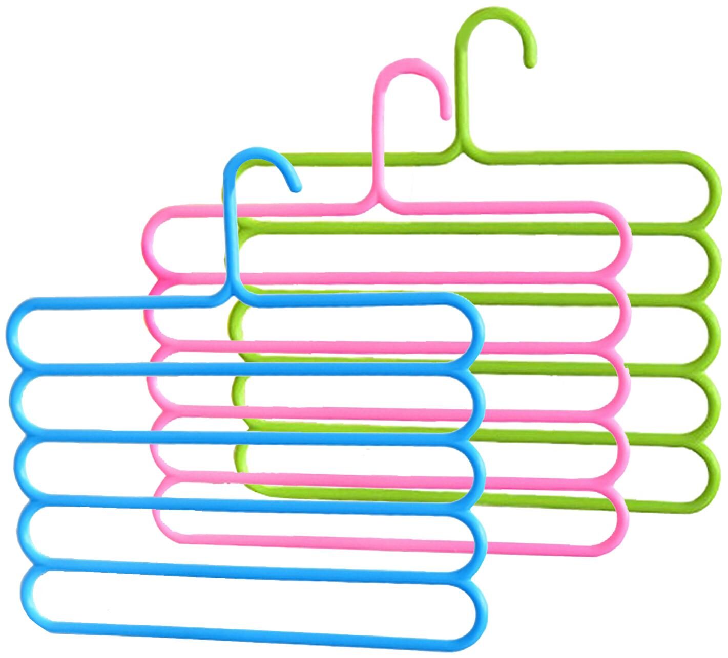 

Kuber Industries Plastic 3 pcs Multi-purpose Hangers for Wardrobe (Multi) CTHH10226
