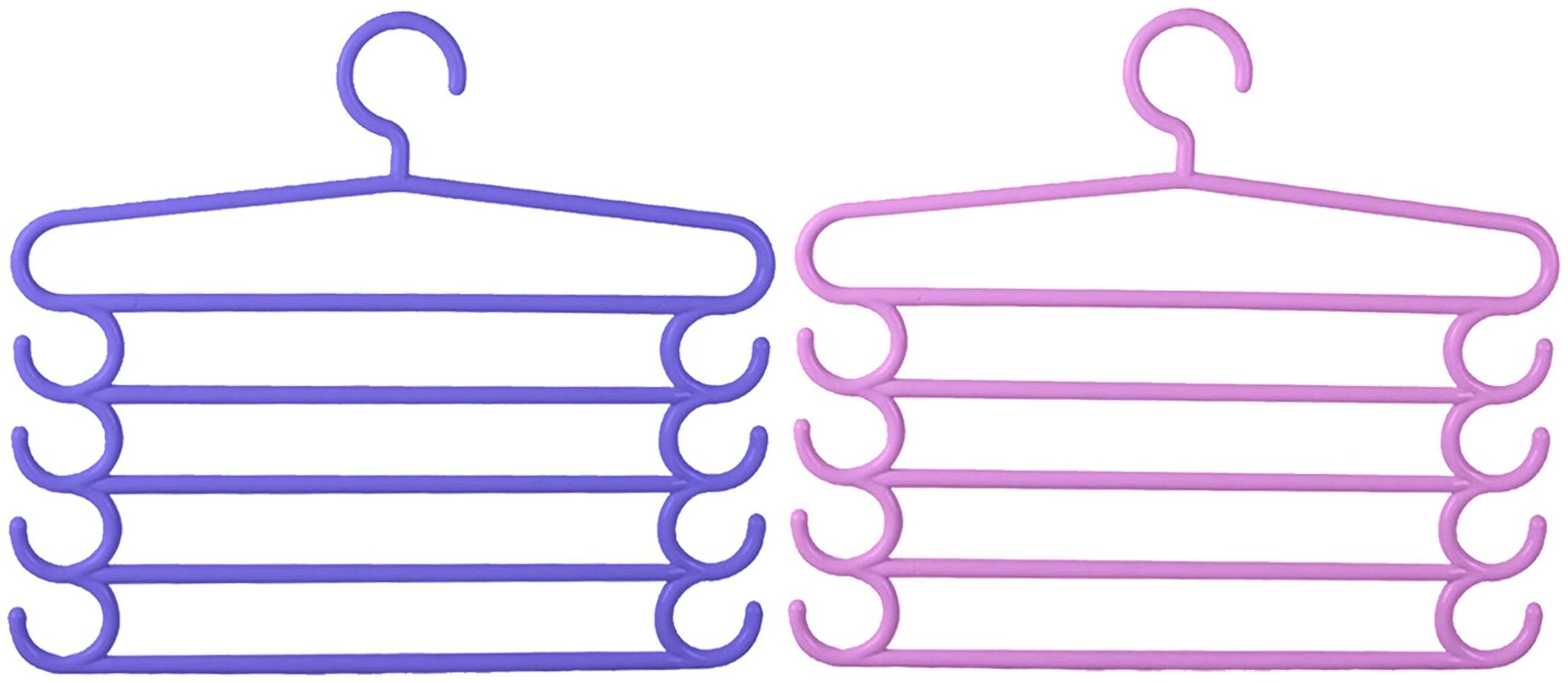 

Kuber Industries Five Layers 2 pcs Plastic Clothes Hangers Pants Storage Hangers Cloth Rack Multilayer Storage Scarf Tie Rack Hanger(MultiColor) - CTHH14561