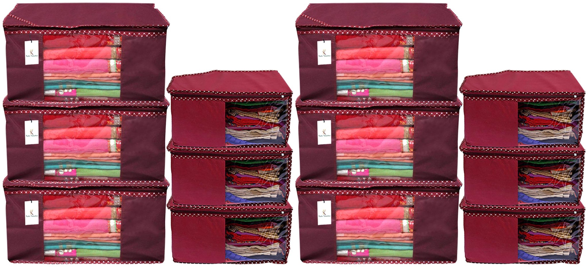 

Kuber Industries Non Woven 6 pc Saree Cover Cloth Wardrobe Organizer And 6 pcs Blouse Cover Combo Set (Maroon) - CTHH17784