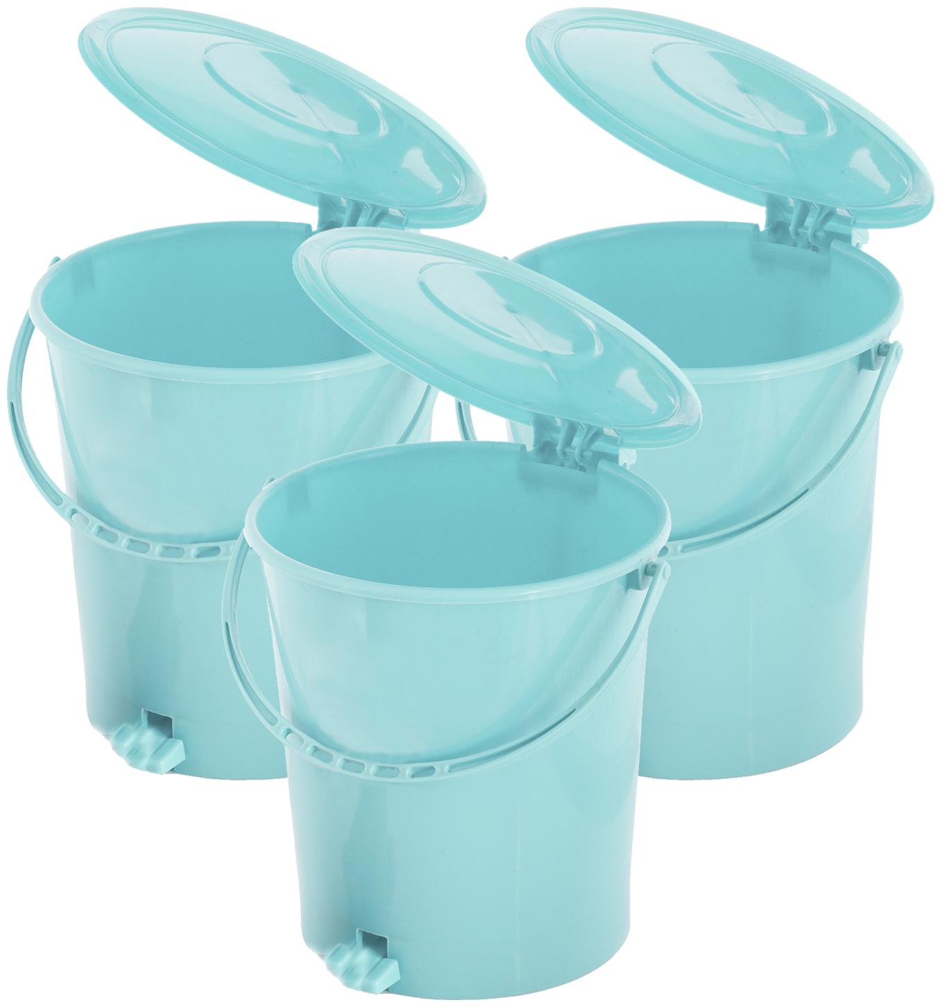 

Kuber Industries 3 pcs Plastic Dustbin Garbage Bin with Handle 10 L (Light Green) - CTHH16376