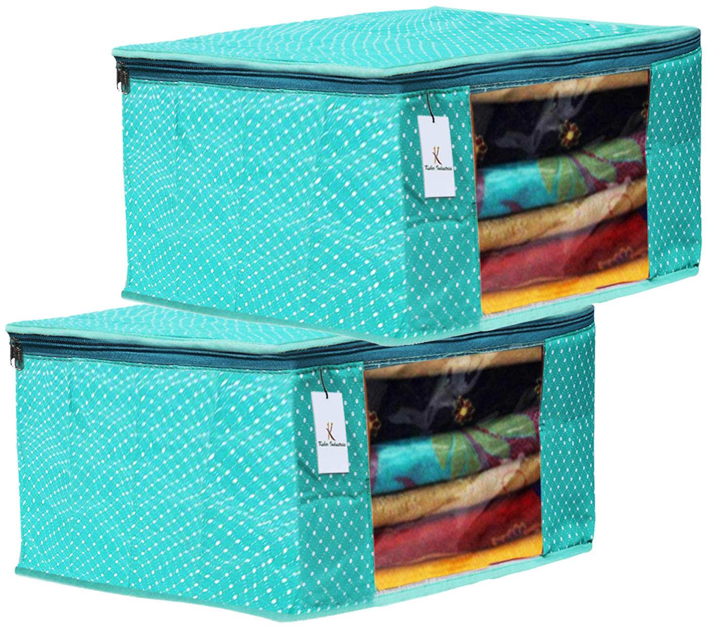 

Kuber Industries Polka Dots 2 pcs Cotton 3 Layered Quilted Saree Cover (Green) - CTHH14767