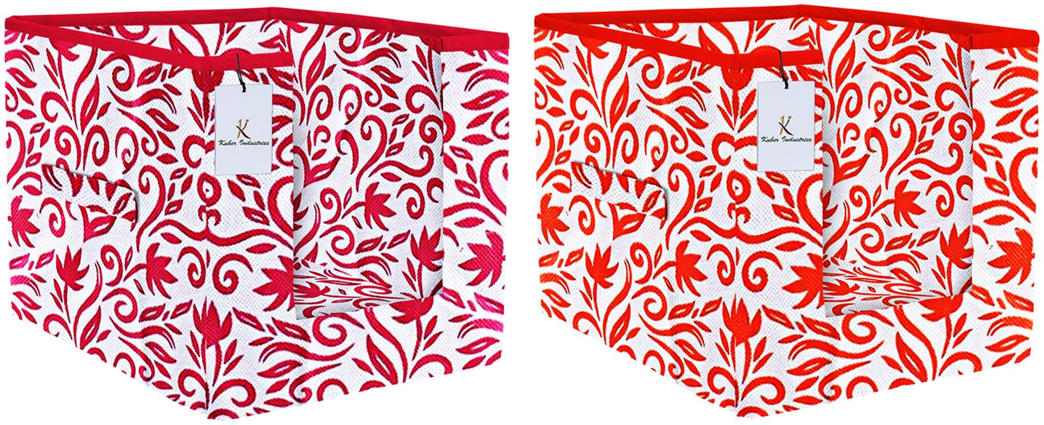 

Kuber Industries Leaf Printed 2 pc Non Woven Shirt Stacker Wardrobe Organizer Set (Pink Red) - CTHH16781