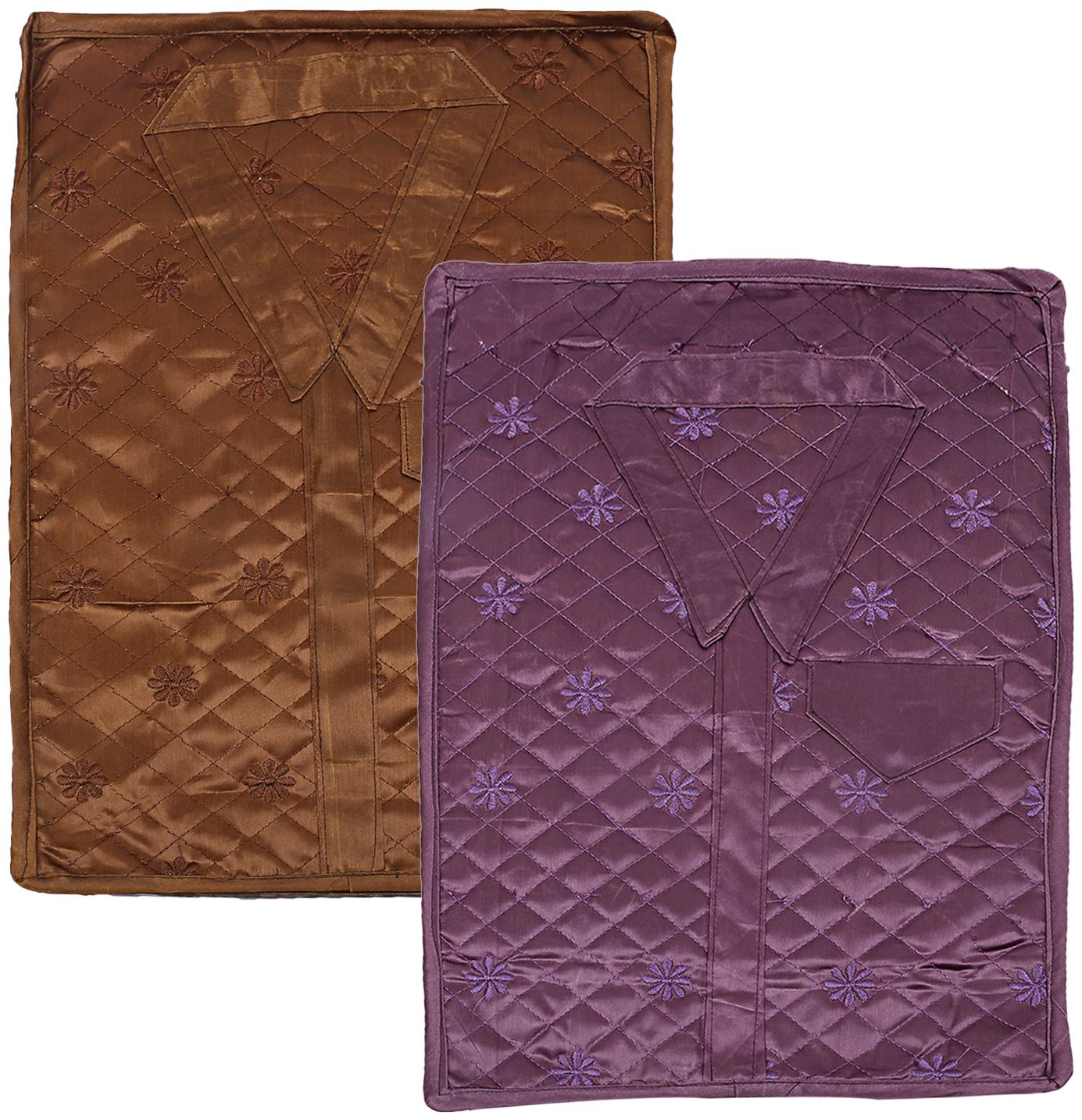 

Kuber Industries 3 Layered Quilted Satin 2 Pieces Shirt Cover (Brown Purple) -CTLTC10594 CTHH12067
