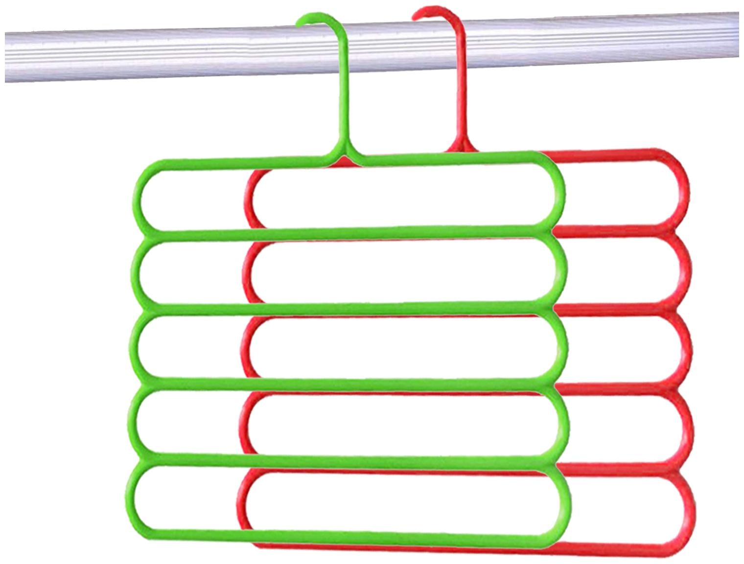 

Kuber Industries 2 pcs Multi-Purpose 5 Layer Pants Clothes Hanger Wardrobe Storage Organizer(Multi) - CTHH14047
