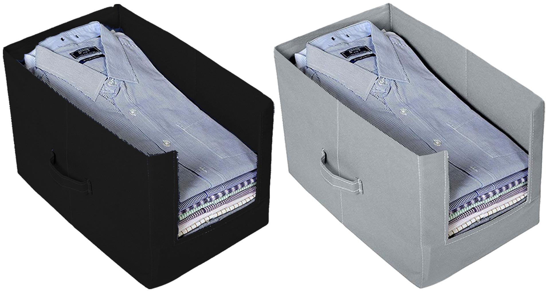 

Kuber Industries Non-Woven 2 Pieces Shirt Stacker Wardrobe Organizer (Black Grey) - CTHH13814