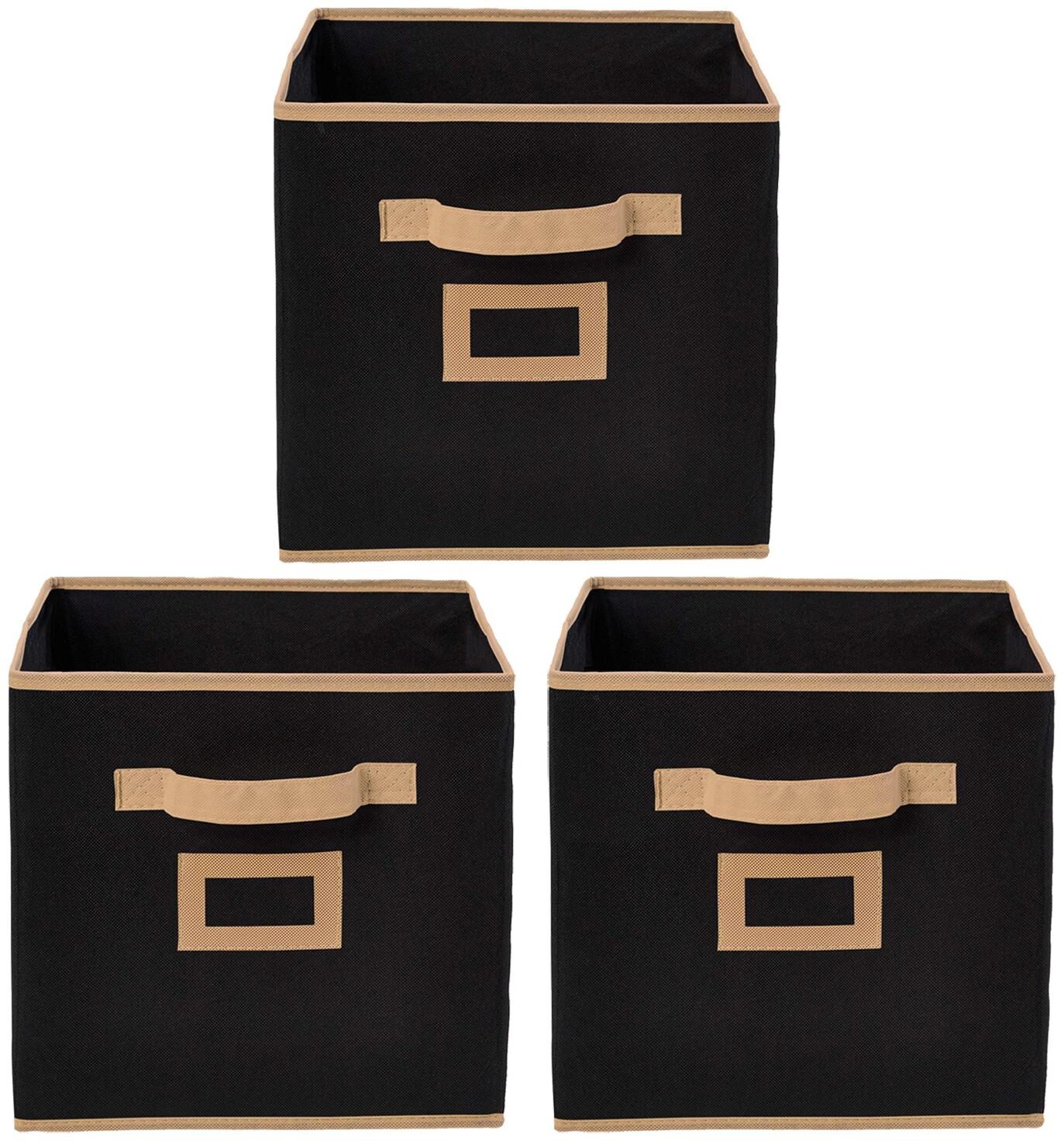

Kuber Industries Non Woven 3 pcs Small Foldable Storage Organiser Cubes Boxes (Black) - CTHH16844