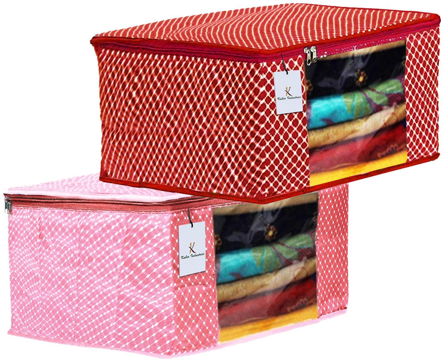

Kuber Industries Polka Dots 2 pcs Cotton 3 Layered Quilted Saree Cover (Peach Red) - CTHH14854