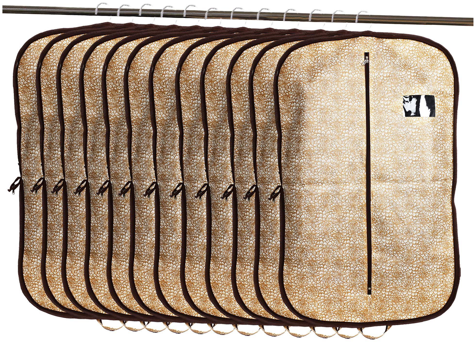 

Kuber Industries Metalic Printed 12 pcs Foldable Non Woven Men s Coat Blazer Cover (Gold Brown) - CTHH17558