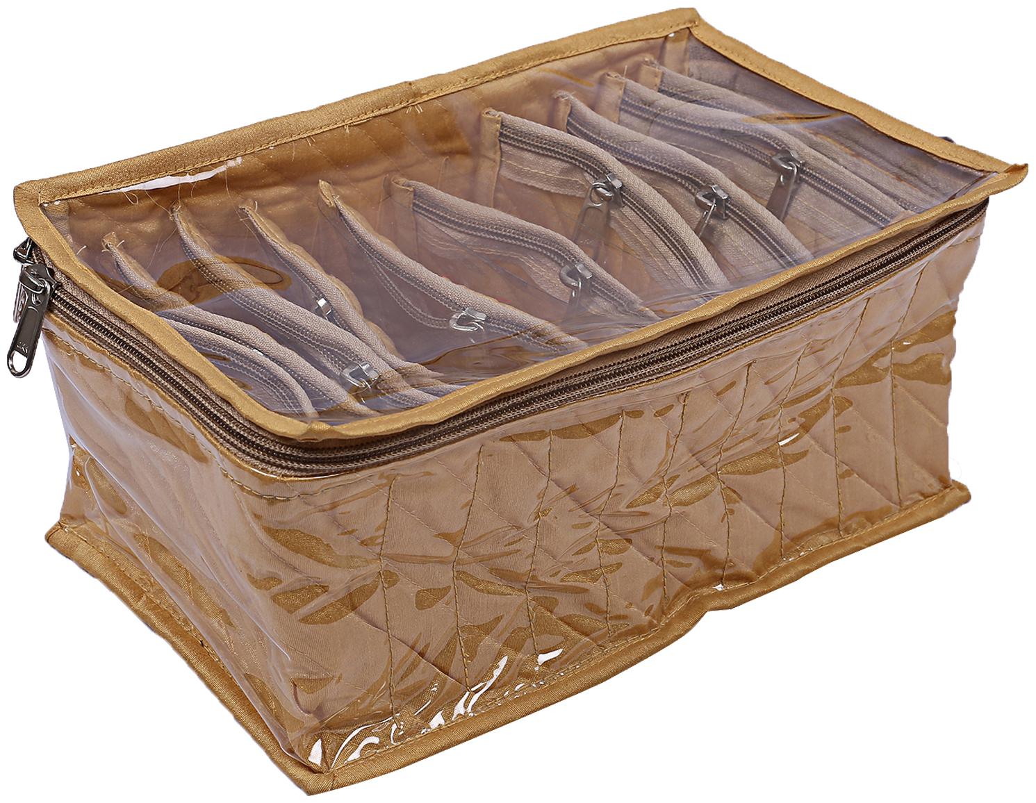 

Kuber Industries Silk 1 pc 10 Pouch Jewellery Kit (Gold) - CTHH11118