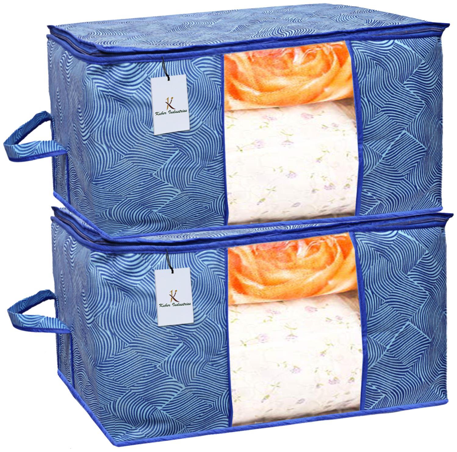 

Kuber Industries Leheriya Design Underbed Storage Bag Storage Organiser Blanket Cover Set of 2 - Royal Blue Extra Large Size - CTHH11974