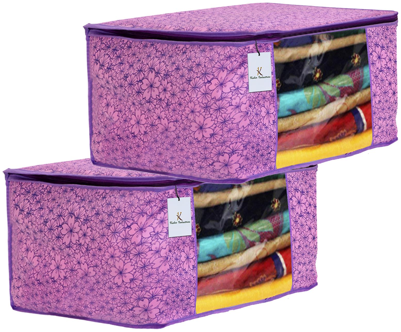 

Kuber Industries Metalic Flower Design 2 pc Non Woven Saree Cover Large (Pink Purple) - CTHH16265