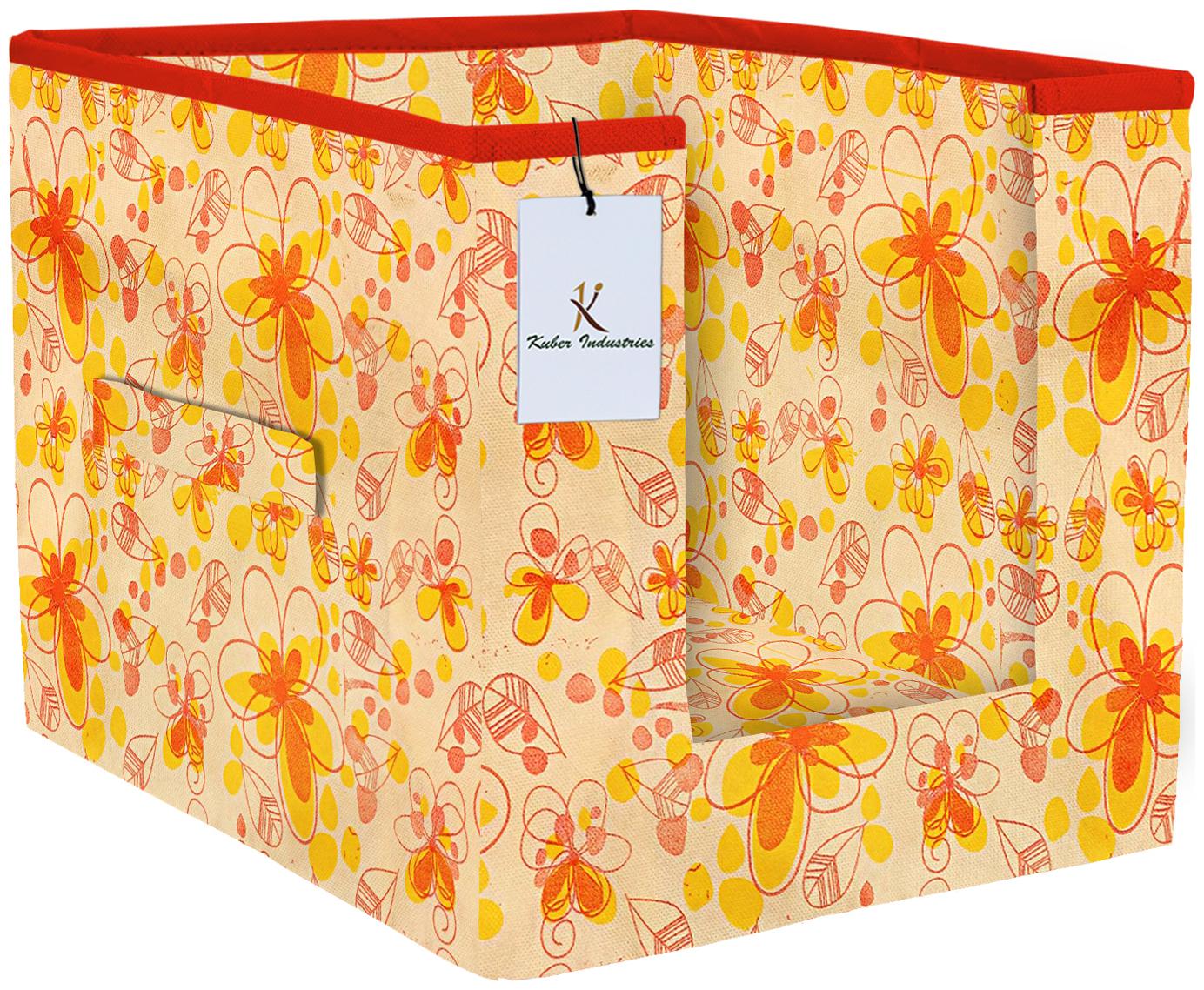 

Kuber Industries Flower Printed Non Woven Shirt Stacker Wardrobe Organizer Set (Ivory Red) - CTHH16714