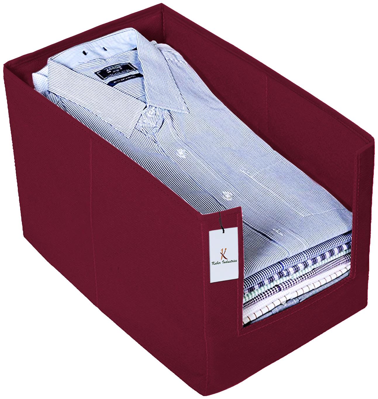 

Kuber Industries Non Woven Shirt Stacker Wardrobe Organizer Set Maroon-CTLTC31840 CTHH22548