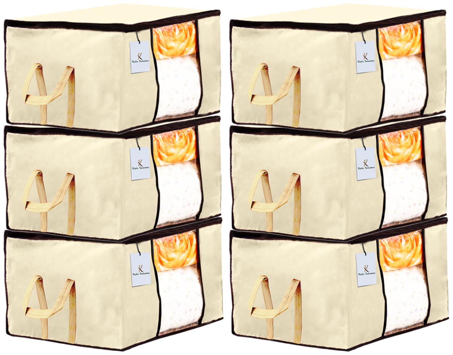 

Kuber Industries Underbed Storage Bag Storage Organiser Blanket Cover Set of 6 - Ivory Extra Large Size CTHH14273