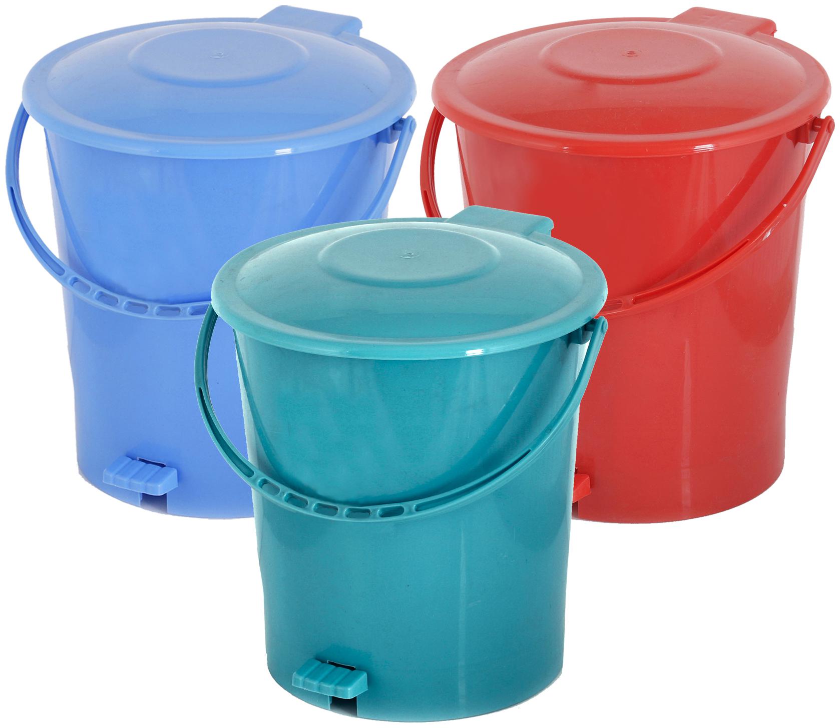 

Kuber Industries 3 pcs Plastic Dustbin Garbage Bin with Handle 10 L (Blue Red Green) - CTHH16402
