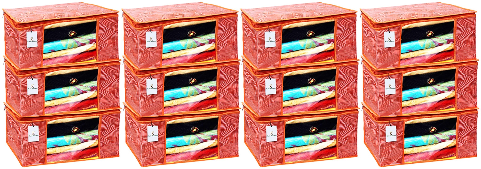 

Kuber Industries Leheriya Design 12 pc Non Woven Saree Cover Large Orange - CTHH11945