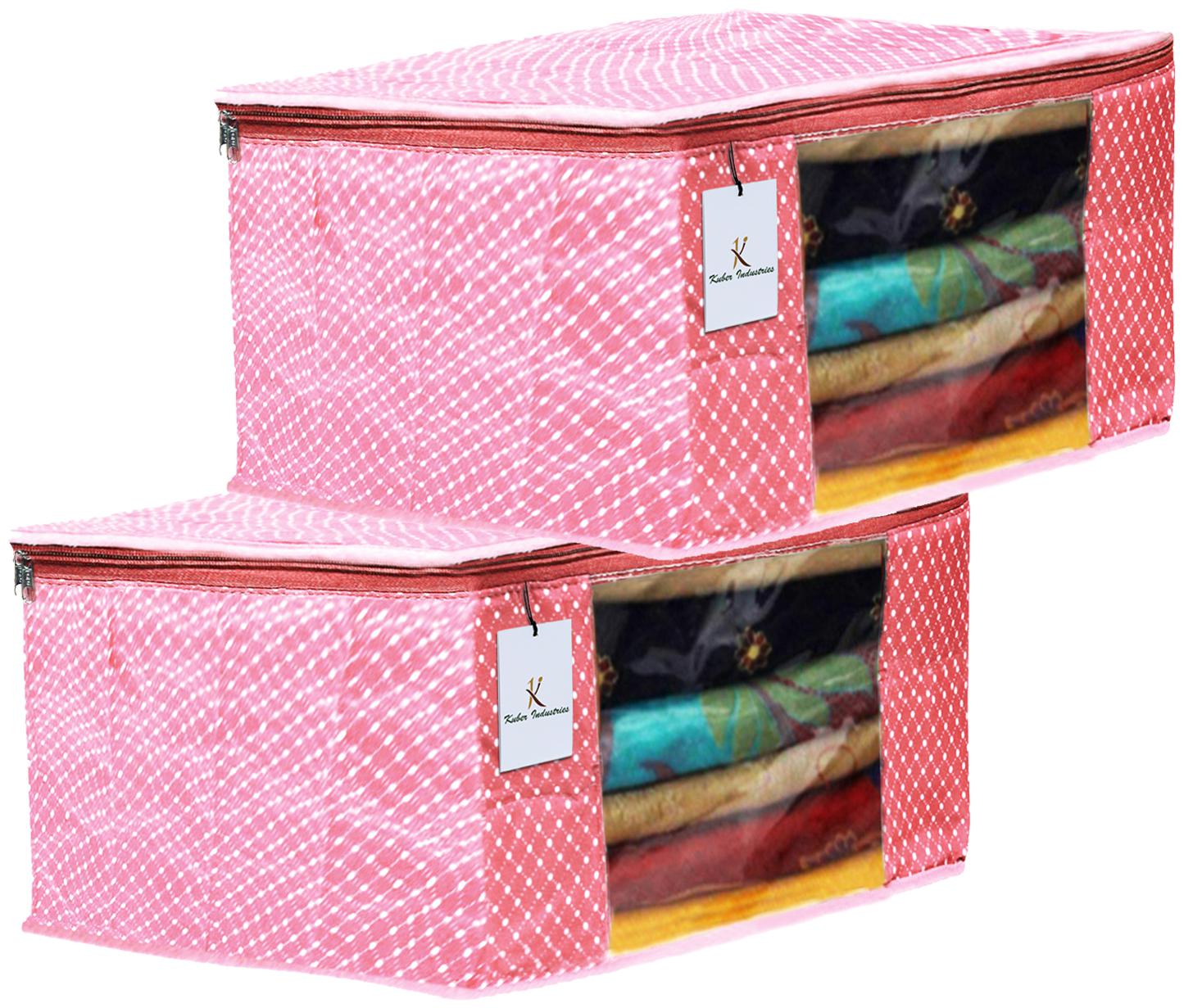 

Kuber Industries Polka Dots 2 pcs Cotton 3 Layered Quilted Saree Cover (Peach) - CTHH14777
