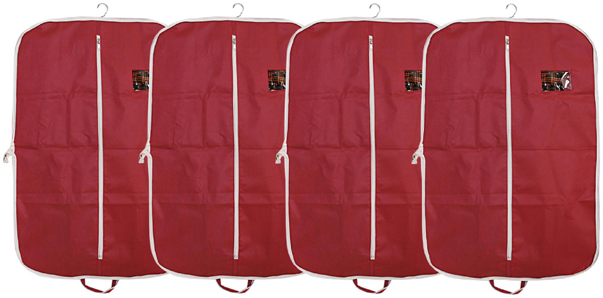 

Kuber Industries 4 pcs Foldable Non Woven Coat Blazer Cover (Maroon) CTHH10083