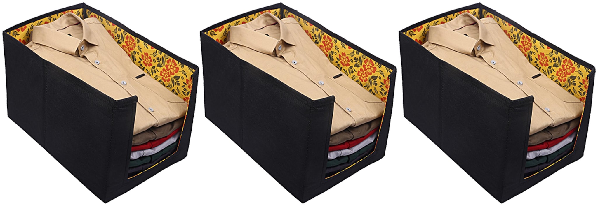 

Kuber Industries Flower Design Non-Woven 3 Pieces Shirt Stacker Wardrobe Organizer (Yellow) - CTHH13798