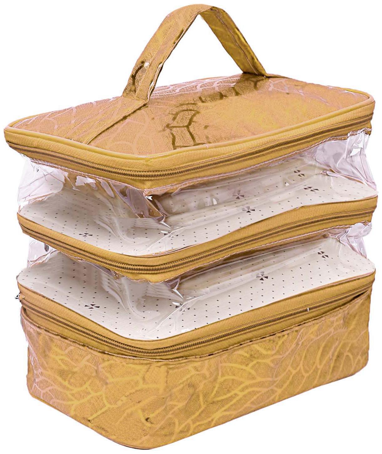 

Kuber Industries Laminated Transparent PVC Make Up Kit Cum Jewellery Kit (Gold)- CTHH22138