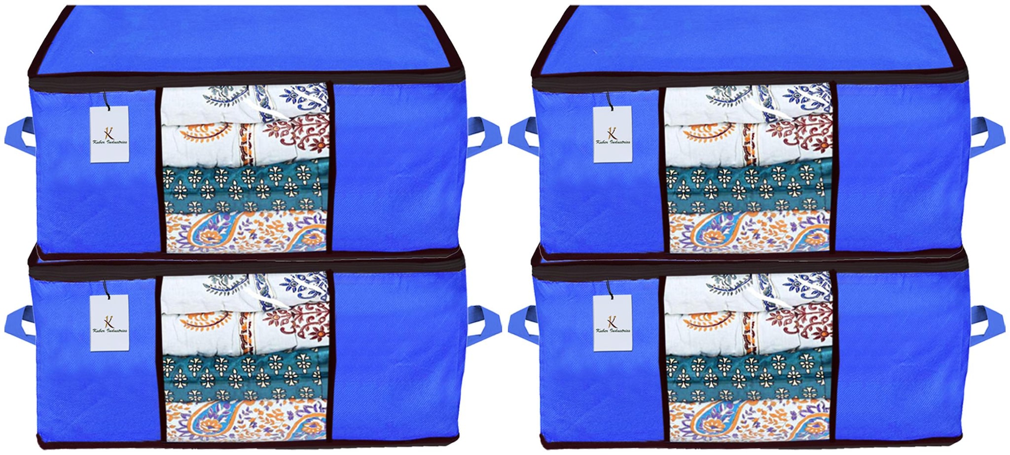 

Kuber Industries Underbed Storage Bag Storage Organiser Blanket Cover Set of 4 - Royal Blue Extra Large Size CTHH14308