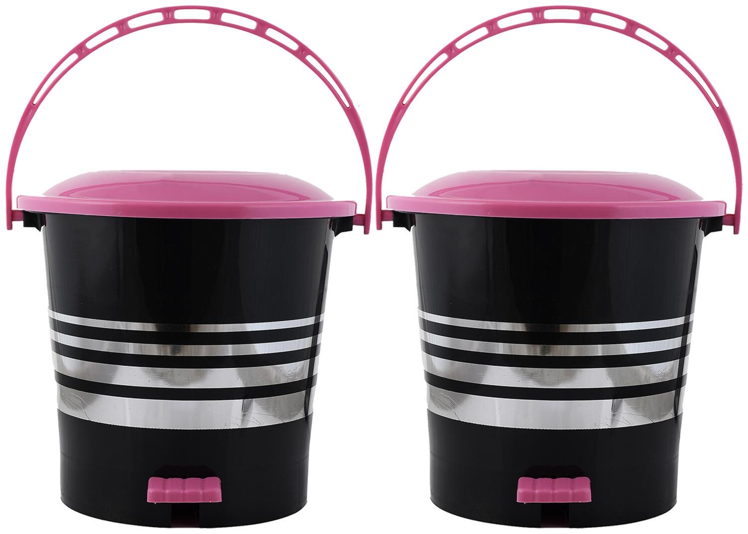 

Kuber Industries 2 pcs Plastic Dustbin Garbage Bin with Handle 5 L (Pink) - CTHH17353