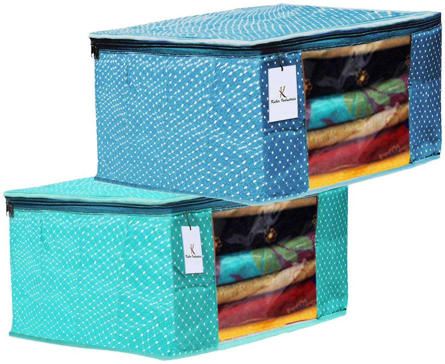 

Kuber Industries Polka Dots 2 pcs Cotton 3 Layered Quilted Saree Cover (Green Sky Blue) - CTHH14841