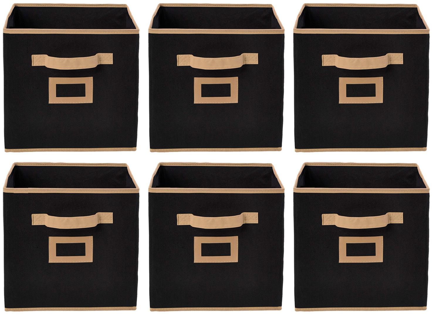 

Kuber Industries Non Woven 6 pcs Small Foldable Storage Organiser Cubes Boxes (Black) - CTHH16848