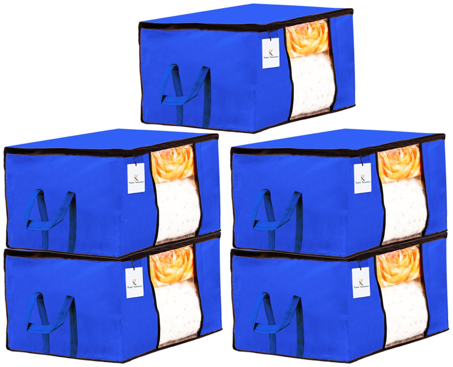 

Kuber Industries Underbed Storage Bag Storage Organiser Blanket Cover Set of 5 - Royal Blue Extra Large Size CTHH14258