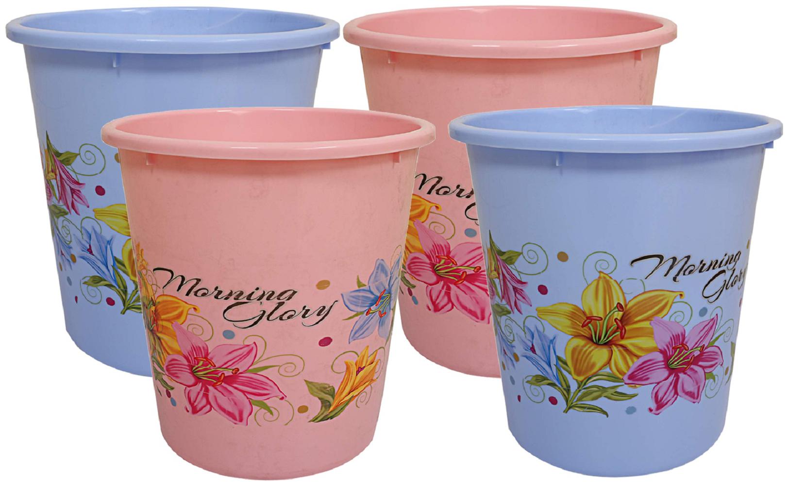 

Kuber Industries Plastic Exclusive 4 Pcs Virgin Floral Dustbin Garbage Bin 5 L Blue Pink- CTHH22362